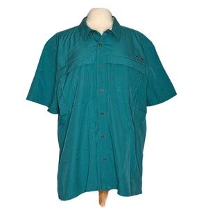 Eddie Bauer Green Aqua ButtonUp Outdoor Lightweight Fishing Camping Pocket 1BB22